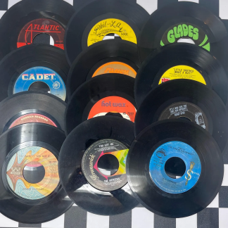 Lot of 12 Vintage 45 RPM Records – Assorted Labels & Colors – For Crafts, Repurposing, Vinyl Art, DIY Projects