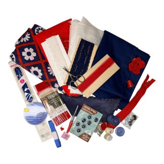 Stars, Stripes & Stitches Treasure Box | Patriotic Fabric Scrap Bundle | FPP Fabric Pack | Curated Sewing Supplies | Slow Stitching | Junk Journal Kit